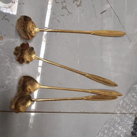 Golden Finished Floral Spoon Set of 4 with Sunflower, Rose , Lily and Daisy Design