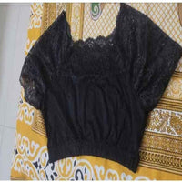 Women's Spandex Short Sleeve Readymade Blouse (Black)