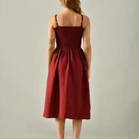 Women's Maroon Fit & Flare Sleeveless Dress