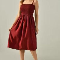 Women's Maroon Fit & Flare Sleeveless Dress