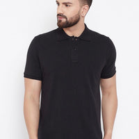 Cotton Blend Solid Half Sleeves Polo T-Shirt
