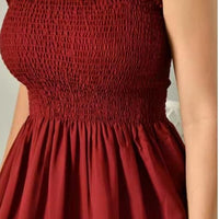 Women's Maroon Fit & Flare Sleeveless Dress