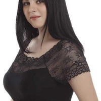 Women's Spandex Short Sleeve Readymade Blouse (Black)