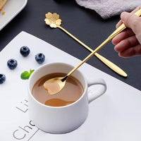 Golden Finished Floral Spoon Set of 4 with Sunflower, Rose , Lily and Daisy Design