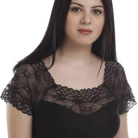 Women's Spandex Short Sleeve Readymade Blouse (Black)