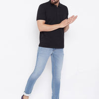 Cotton Blend Solid Half Sleeves Polo T-Shirt
